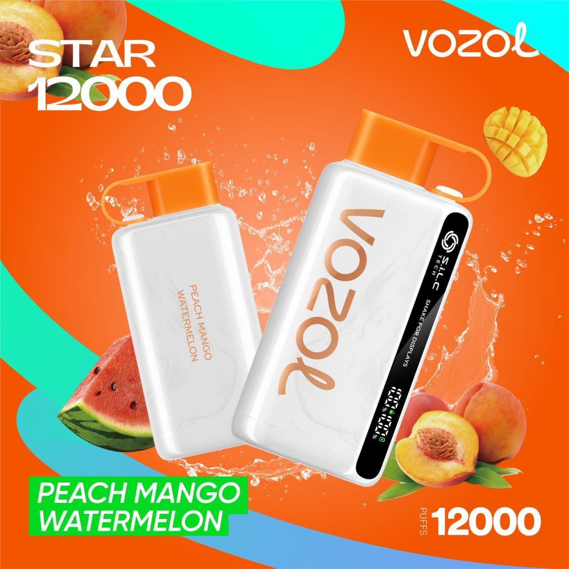 Vozol Star 12000 PUFFS Peach Mango Watermelon Disposable Vape Dubai